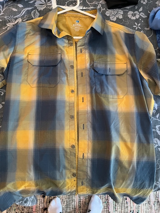 Kuhl Other - KÜHL Men's Blue and  Mustard Yellow Outdoor Button Front Shirt Size S
